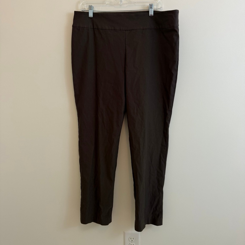 NIC+ZOE Womens‎ Brown Pull On Stretch Wide Leg Pull On Pants Size 18 Office